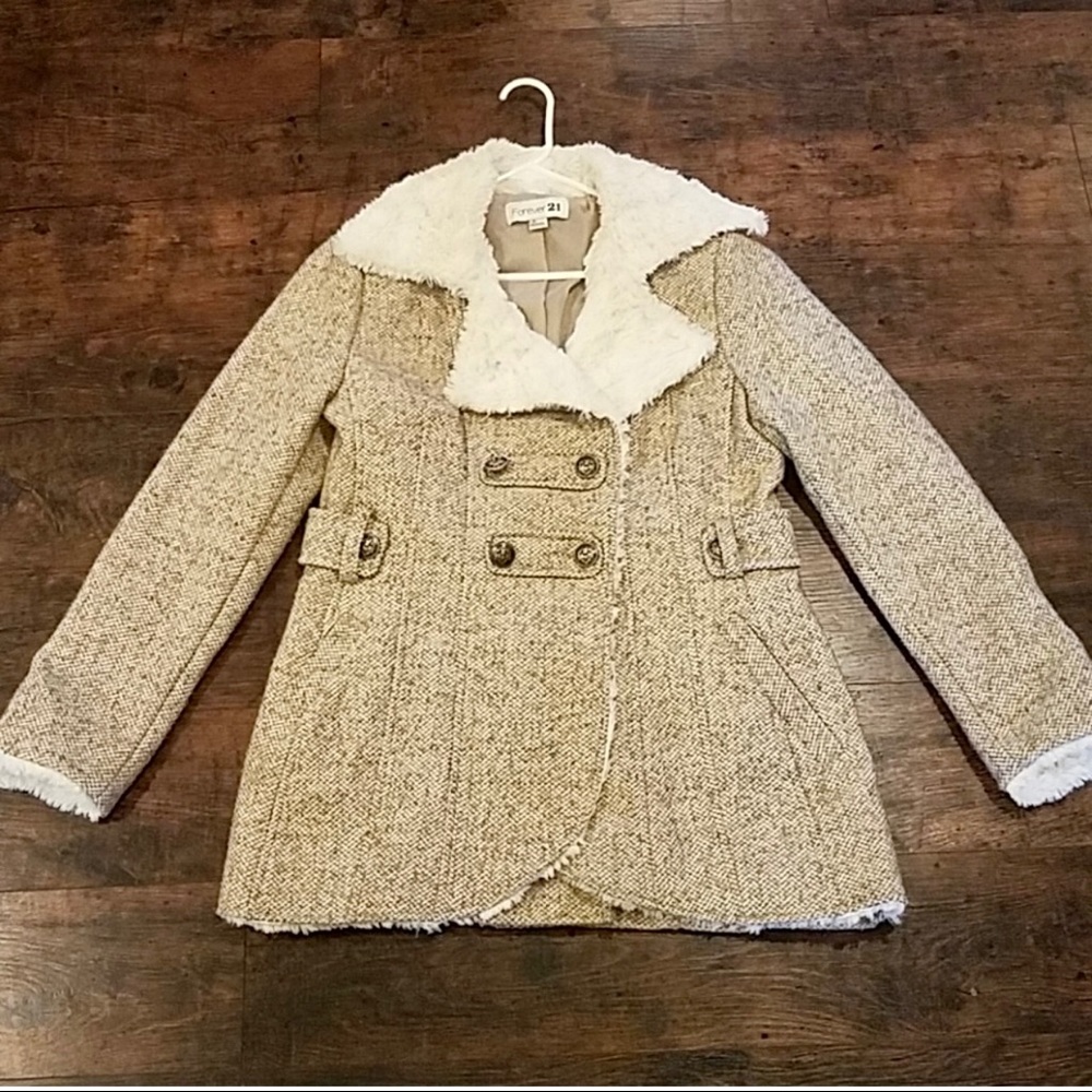 Beige and White winter pea Coat